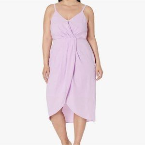 City Chic Lavender Tulip Faux Wrap Pleated Sleeveless Midi Dress 18